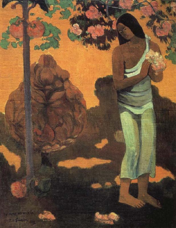Paul Gauguin Woman Holding Flowers oil painting picture
